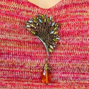 Authentic Heidi Daus Fan Shape Swarovski Brooch